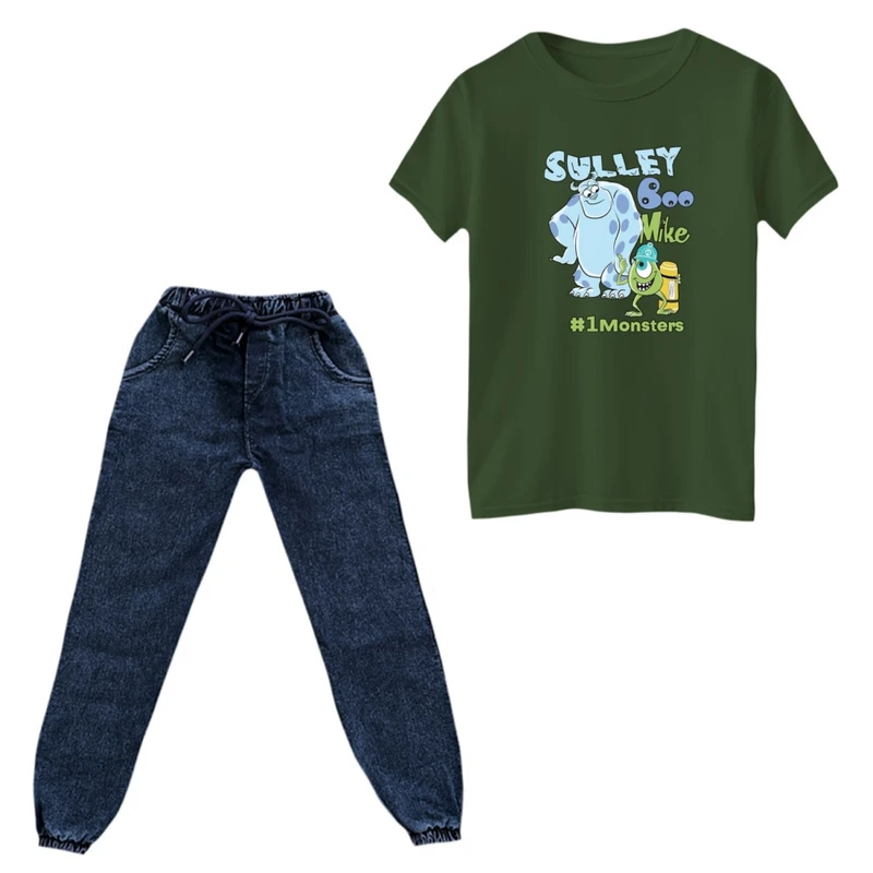 ست تی‌شرت آستین کوتاه و شلوار پسرانه مدل سالیوان و دوستان