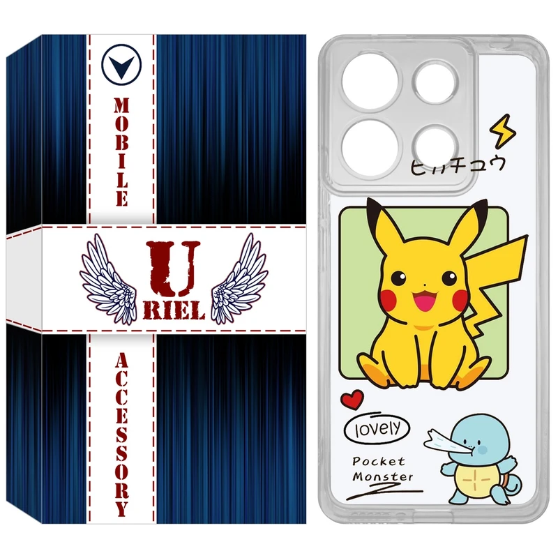 کاور یوریل مدل Clear کد 28 طرح پوکمون مناسب برای گوشی موبایل شیائومی Redmi Note 13 4G