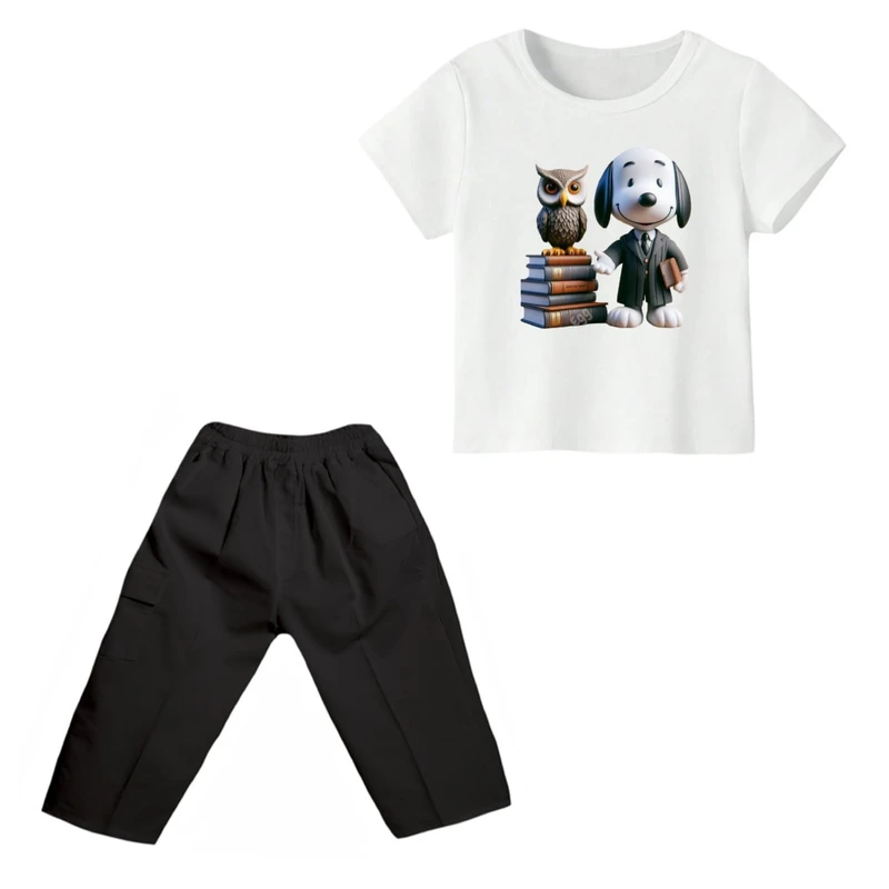 ست تی شرت و شلوارک پسرانه مدل اسنوپی کد ۴۹