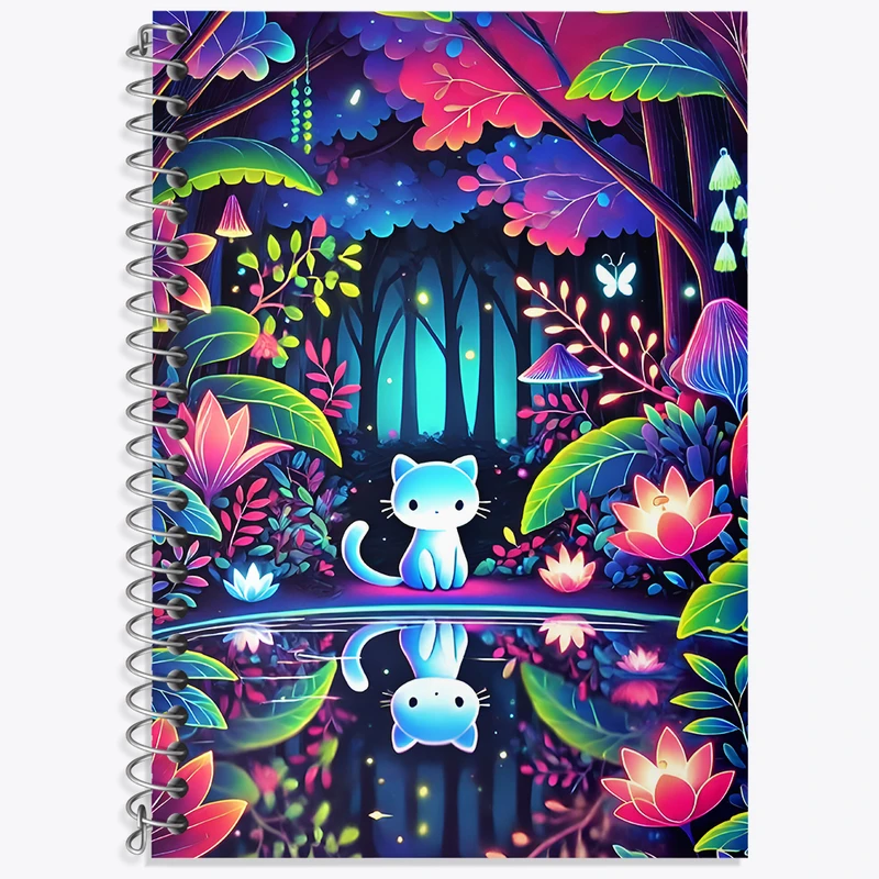 دفتر زبان 50 برگ خندالو مدل دو خط طرح گربه بامزه کد N5748