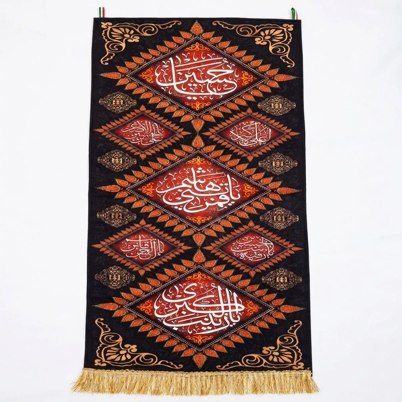 پرچم مدل کتیبه ای طرح خشتی یا حسین یا قمر بنی هاشم یا زینب