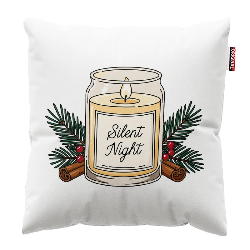 کوسن پاد آفرین مدل کریسمس طرح بابانوئل کاج گوزن آدم برفی قهوه کد PK302520 سایز 30*30 سانتی متر