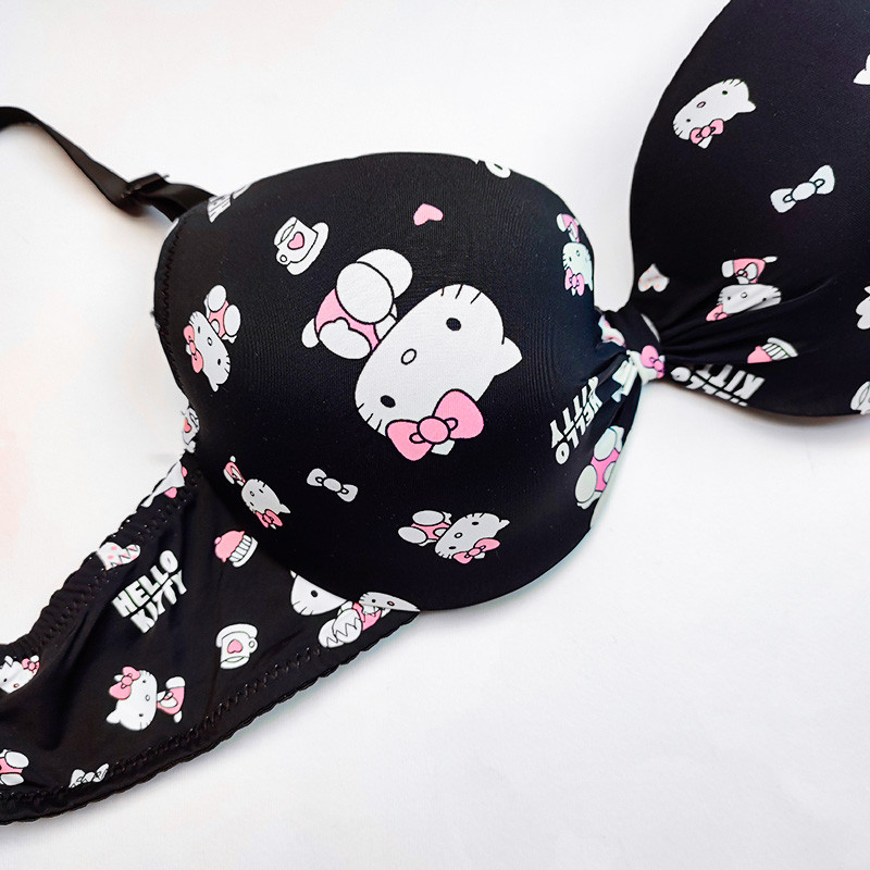 سوتین زنانه مدل اسفنجی جکدار پاپیونی طرح کیتی کد 99991