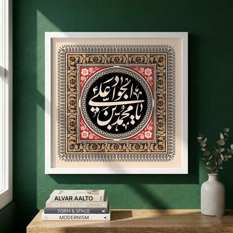 تابلو طرح شهادت امام جواد مدل G14284 فریم سفید