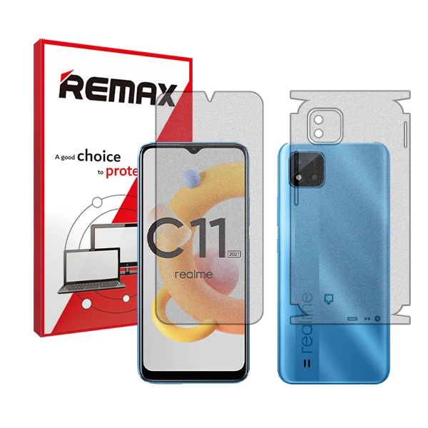 محافظ صفحه نمایش مات ریمکس مدل HyMTT مناسب برای گوشی موبایل ریلمی C11 (2021) به همراه محافظ پشت گوشی