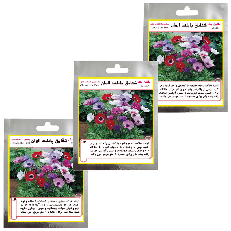 بذر گل شقایق پابلند الوان تالین بذر مدل TAL-020 مجموعه 3 عددی