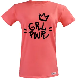 تی شرت آستین کوتاه بچگانه مدل GRL PWR کد PIN08 رنگ گلبهی
