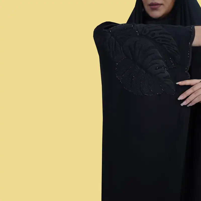 چادر عبایی مدل برگ مخملی