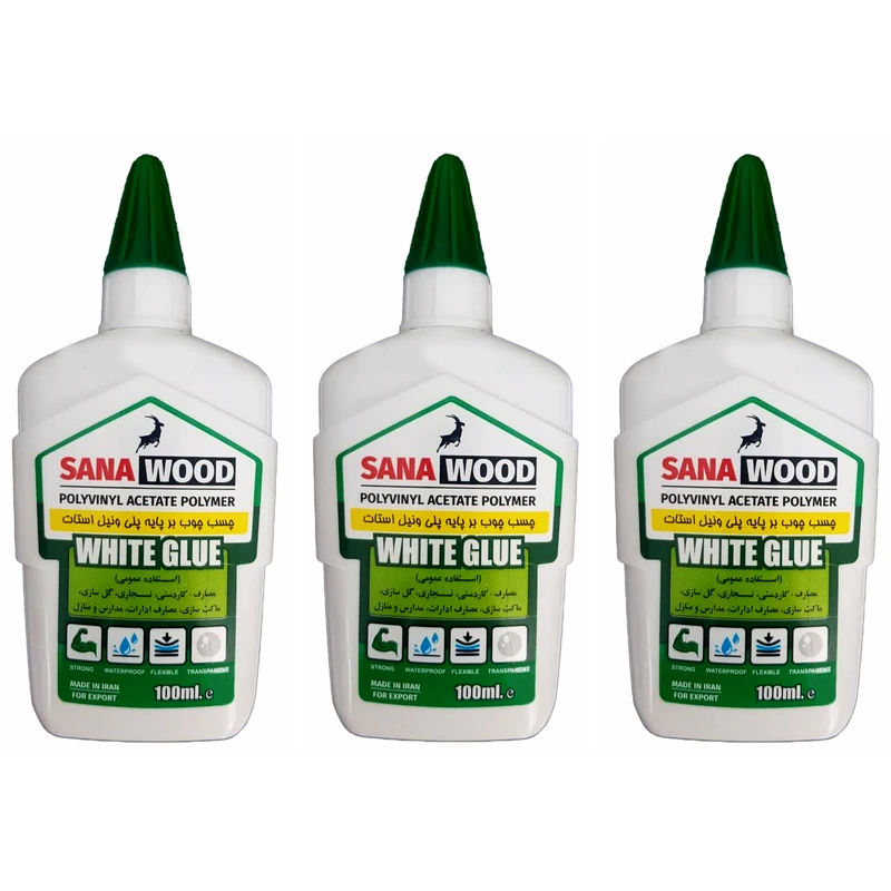 چسب چوب ثناوود مدل SWN3 حجم 100 میلی لیتر بسته  3 عددی