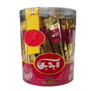 ویفر لوله ای مغزدار با طعم توت فرنگی آیدین - 240 گرم