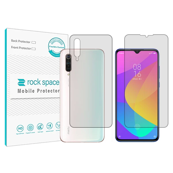محافظ صفحه نمایش شفاف راک اسپیس مدل HyGEL مناسب برای گوشی موبایل شیائومی Mi CC9 Meitu Version به همراه محافظ پشت