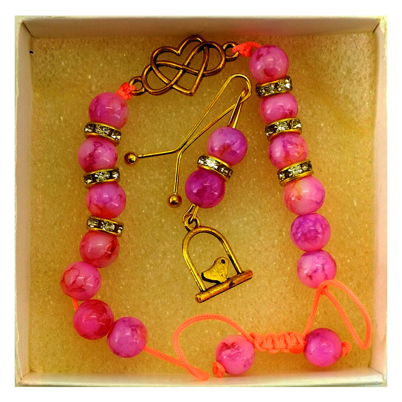 دستبند زنانه مدل مهره ای به همراه گیره روسری