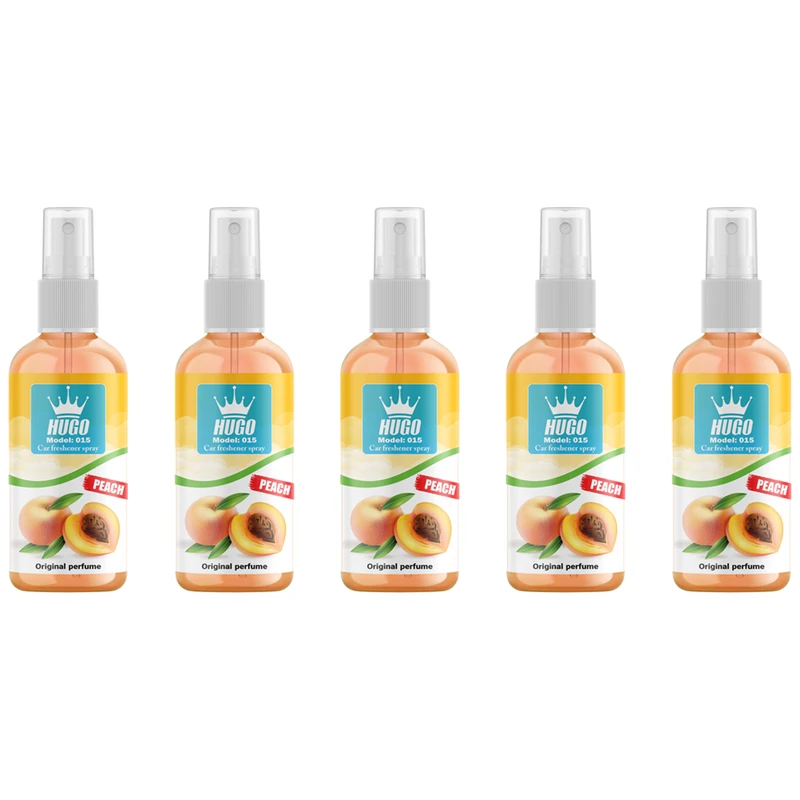 اسپری خوشبو کننده خودرو هوگو مدل هلو کد 015 حجم 50 میلی لیتر بسته 5 عددی