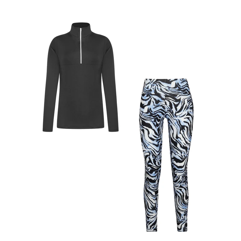 ست تی‌شرت آستین بلند و لگینگ ورزشی زنانه مدل 276-4104