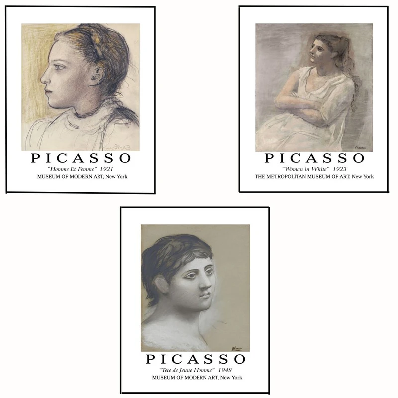 پوستر مدل پیکاسو وینتیج هنر واقع‌گرایی مجموعه 3 عددی