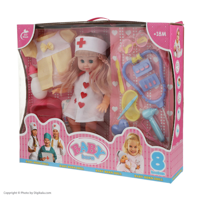 عروسک بیبی بورن طرح پزشک مدل MV644-20 ارتفاع 32 سانتی متر