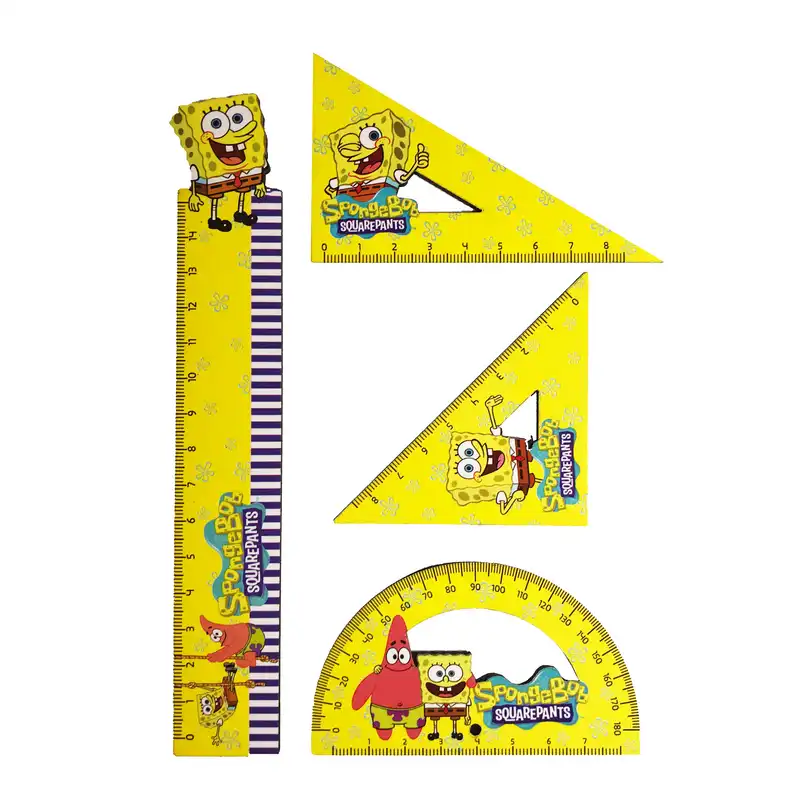 ست خط کش طرح باب اسفنجی مجموعه 4 عددی