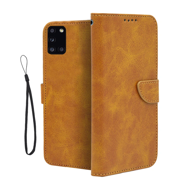 کیف کلاسوری مدل بنددار مناسب برای گوشی موبایل سامسونگ Galaxy A31 به همراه بندآویز