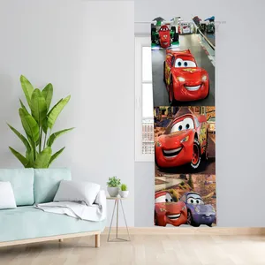 پرده مدل کارتون ماشین ها مخمل پانچی کد 4116 سایز 140x280 سانتی متر