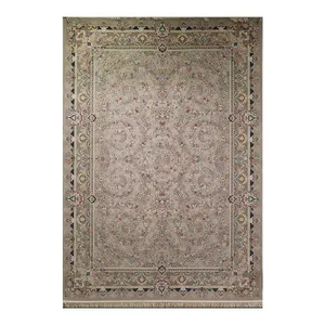 فرش ماشینی 1500 شانه فرش زمرد مشهد زمینه کرم حاشیه صدفی مدل 55004