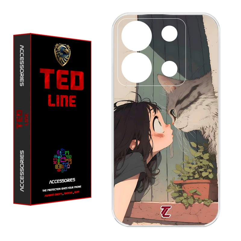 کاور تدلاین طرح دختر و گربه کد 1205 مناسب برای گوشی موبایل شیائومی Redmi Note 13 Pro 5G / Poco X6