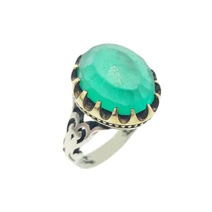 انگشتر نقره مردانه مدل زمرد هندی کد 73583