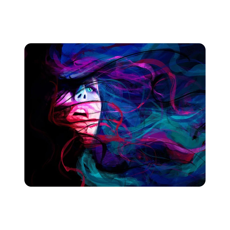 ماوس پد اطلس آبی طرح انتزاعی چهره دختر مدل T1241