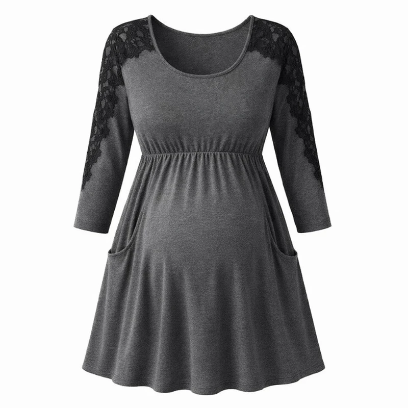 پیراهن بارداری یقه گرد سما مدل  Tunic Grye کد 2026