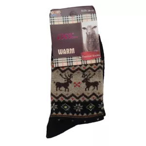 جوراب زنانه کوکو اند هانا مدل پشمی زمستانی طرح گوزن رنگ مشکی