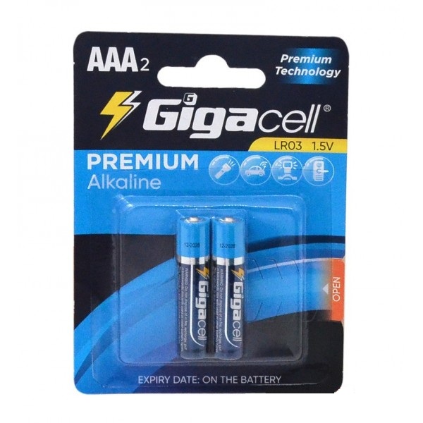 باتری نیم قلمی گیگاسل مدل Premium Alkaline بسته 2 عددی