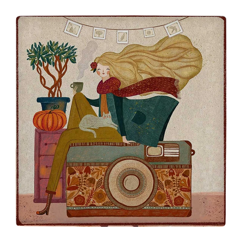 زیر لیوانی  طرح دختر و دوربین عکاسی کد    4793698_3483