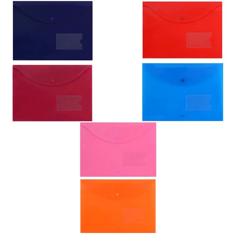 پوشه دکمه دار پاپکو مدل بیزنس - A4-116BM بسته 6 عددی