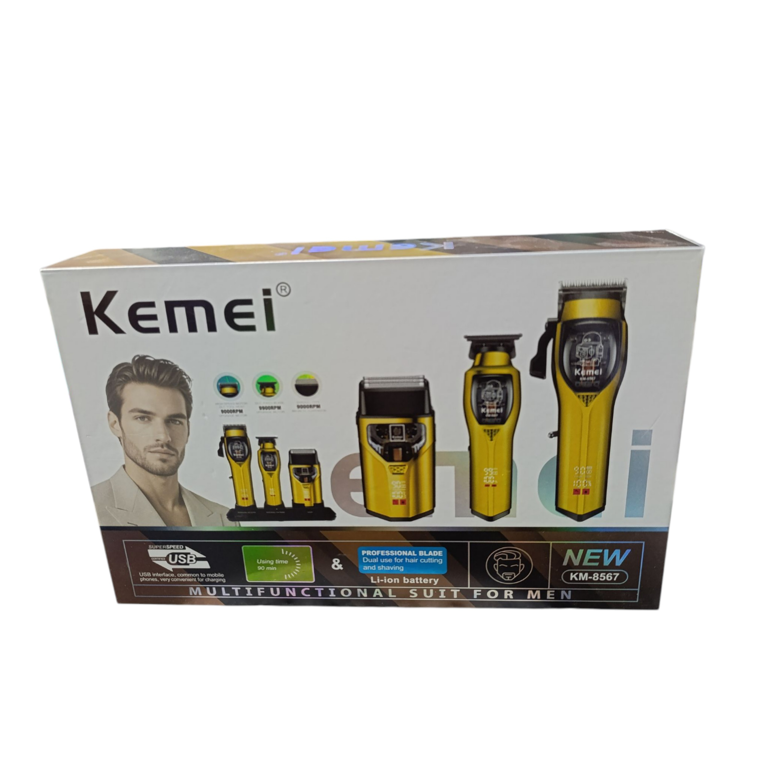 ماشین اصلاح موی سر و صورت شارژی کیمی مدل km-8567 مجموعه 3 عددی ماشین اصلاح موی سر و صورت شارژی کیمی مدل km-8567 مجموعه 3 عددی