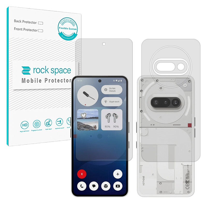 محافظ صفحه نمایش شفاف راک اسپیس مدل Resistant مناسب برای گوشی موبایل ناتینگ Phone 3a به همراه محافظ پشت گوشی