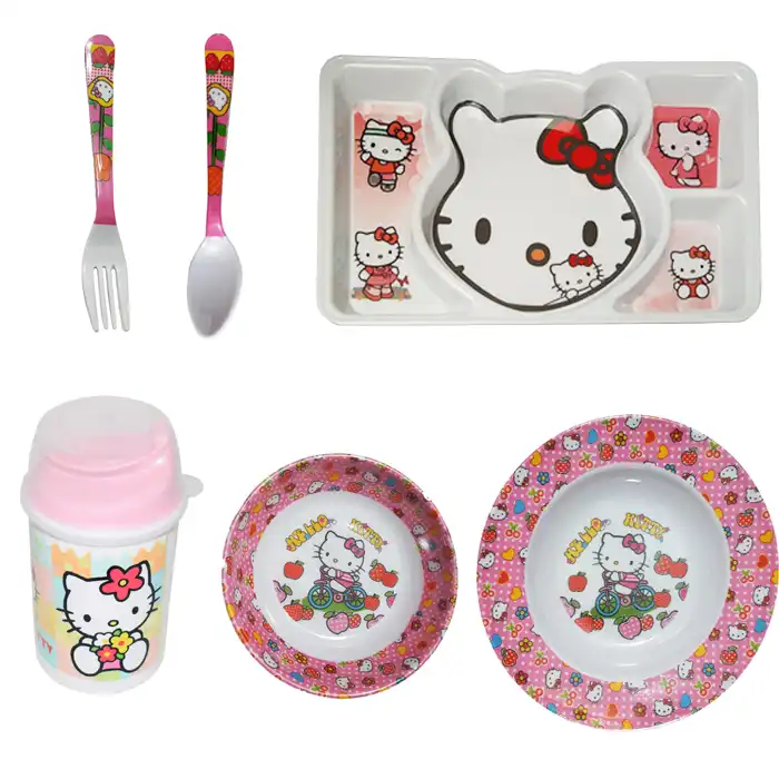 سرویس غذا خوری 6 پارچه کودک طرح کیتی کد Rbay6666
