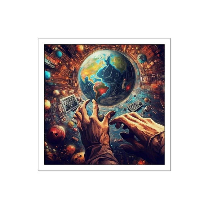 تابلو نوری بکلیت طرح گرافیکی کره زمین مدل W-MID-16471