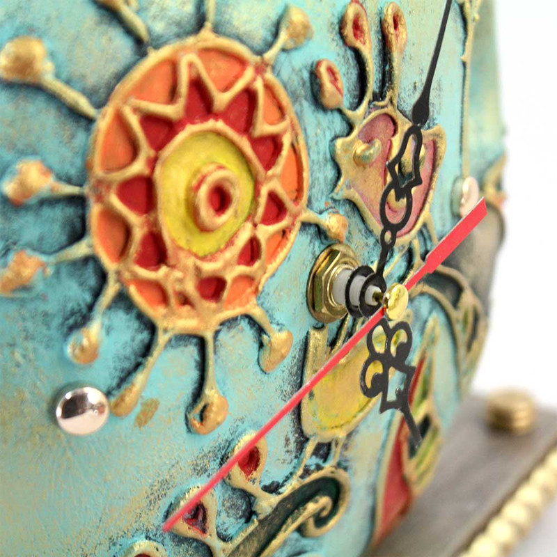 ساعت رومیزی مدل گلدان طرح پرنده و خورشید