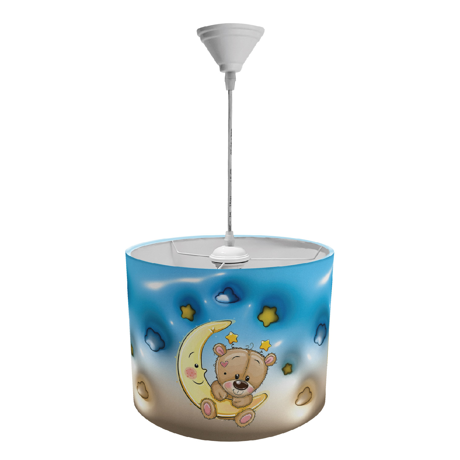 آباژور و لوستر کودک طرح خرس و ماه مدل LBR-SET-005 به همراه ساعت و روبالشی