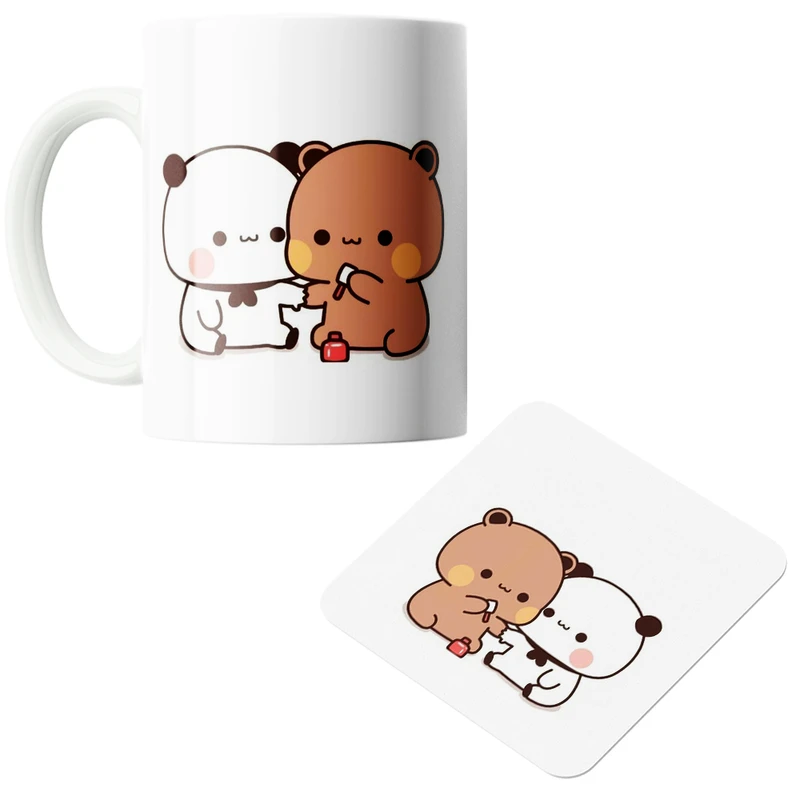 ماگ پاد آفرین مدل فانتزی کد  ۳۰ همراه با زیر لیوانی