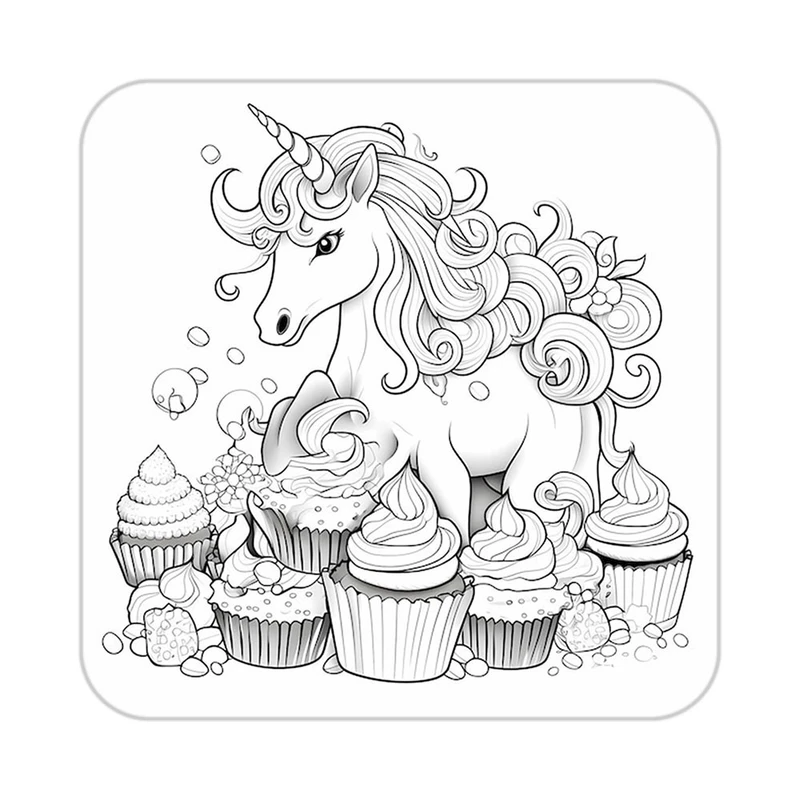 زیر لیوانی کاکتی طرح اسب تک شاخ و یونیکورن مدل mp32064