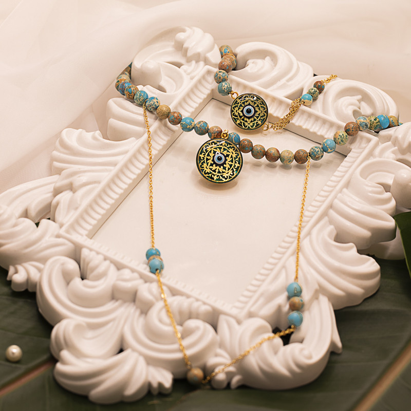 دستبند زنانه مارک گلد طرح چشم نظر کد GN605