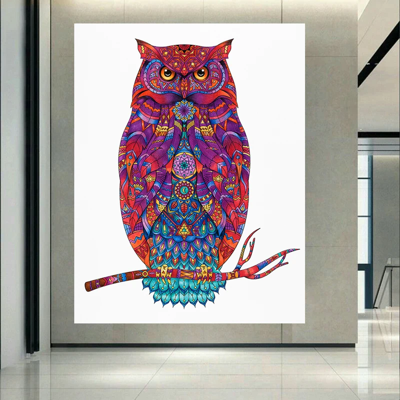 تابلو بوم طرح مخمل مدل جغد نگارین کد AR31321