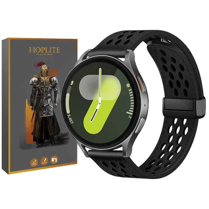 بند هاپلایت مدل Hole Leather Magnet HL مناسب برای ساعت هوشمند سامسونگ Galaxy Watch 4 / Watch 4 Classic / Watch 5 / Watch 5 Pro / Watch 6 / Watch 6 Classic