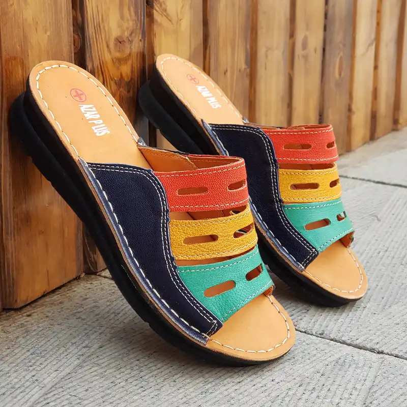 دمپایی زنانه مدل چرم طبیعی کد 02