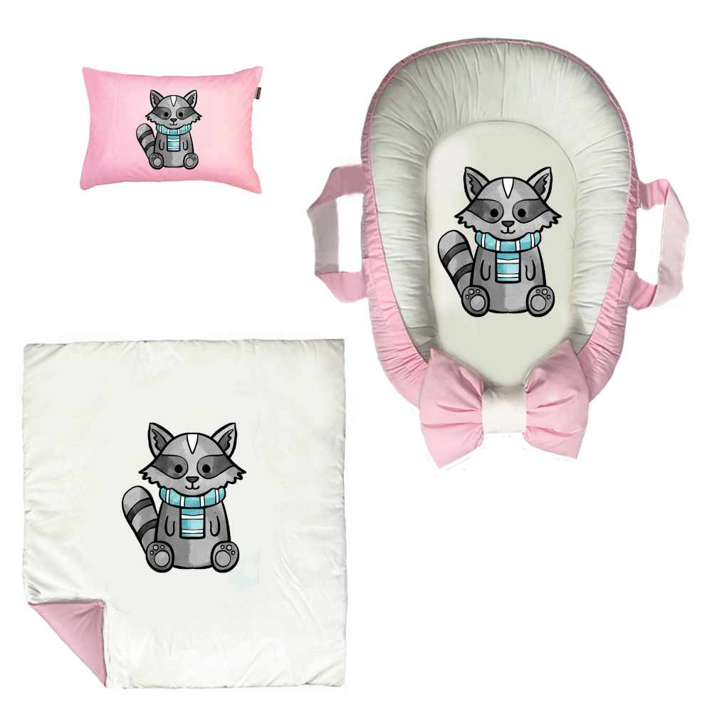 سرویس خواب سه تکه نوزاد مدل گارد محافظ دار طرح گربه کد 076