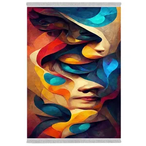 فرش پارچه‌ای دفه مدل فرشینه شانل مخمل طرح فانتزی کد 7145