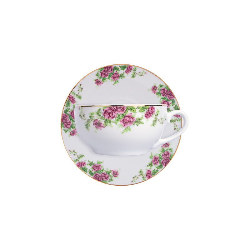 ست فنجان و نعلبکی 12 پارچه 6 نفره چینی زرین ایران مدل کاپوچینو ایتالیا اف 10 بیدگل درجه یک