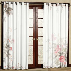 پرده بارمان دکور طرح حاشیه گل مدل مخمل پانچی کد 5591LR W سایز 140x250 سانتی متر