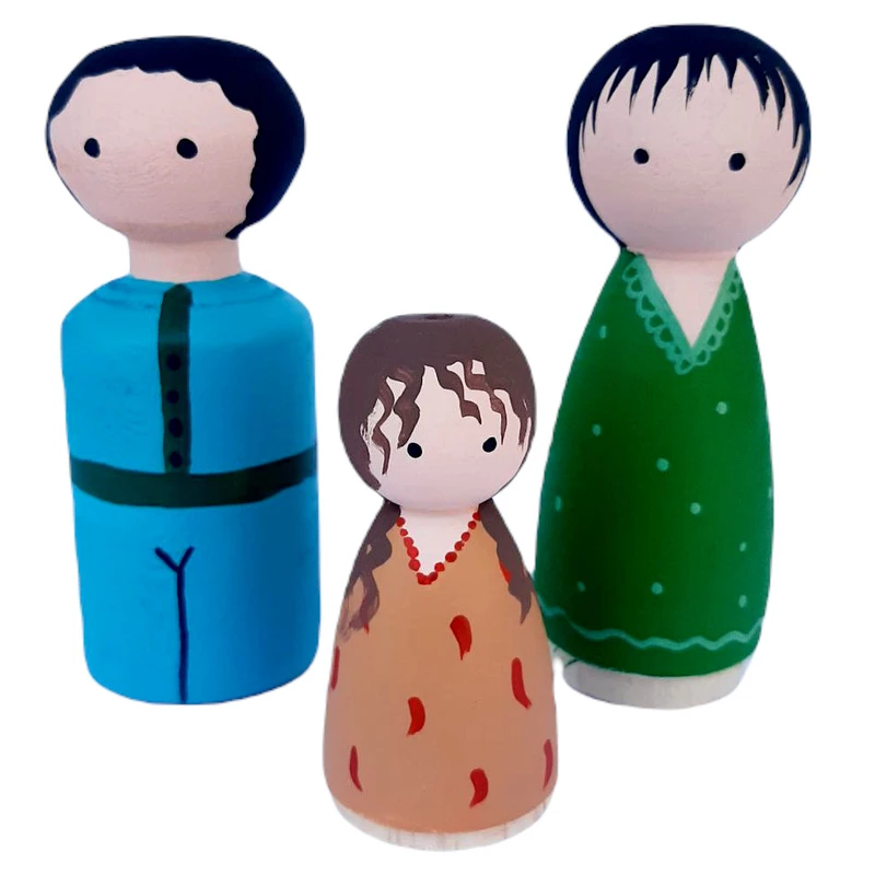 عروسک چوبی مدل خانواده من کد WT07 مجموعه 3 عددی