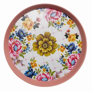 سینی بدون دسته میسا پلاستیک طرح گل کد 175-1 سایز 34×34 سانتی متر